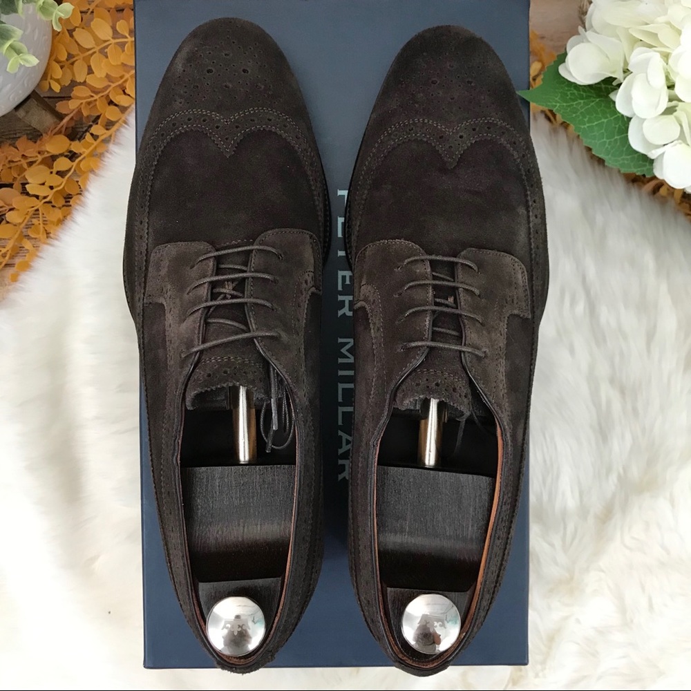 NEW Peter Millar Collection Suede Wingtip Espresso - Picture 4 of 7